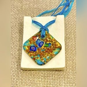 Hand blown glass pendant, necklace